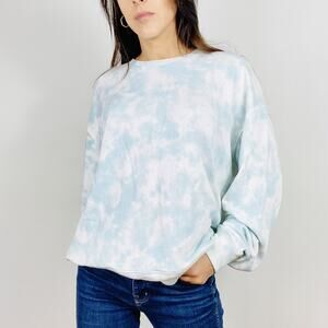 Rails Ramona Modal Tie-Dye Crew Neck Pullover Sweatshirt Light Blue XXS NWT